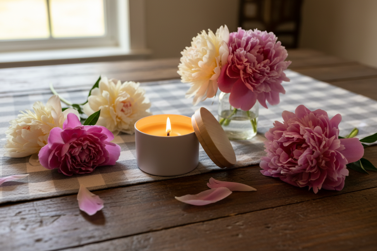 Peony 8 oz Rustic Scene