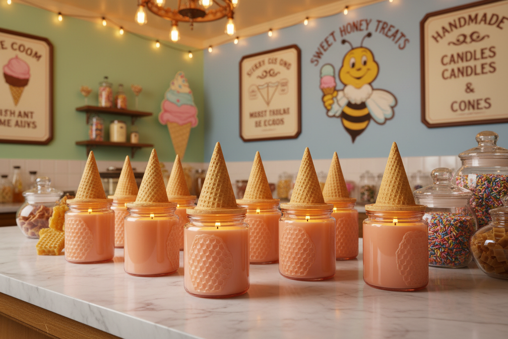 Pink Glass Candles - Ice Cream Shop