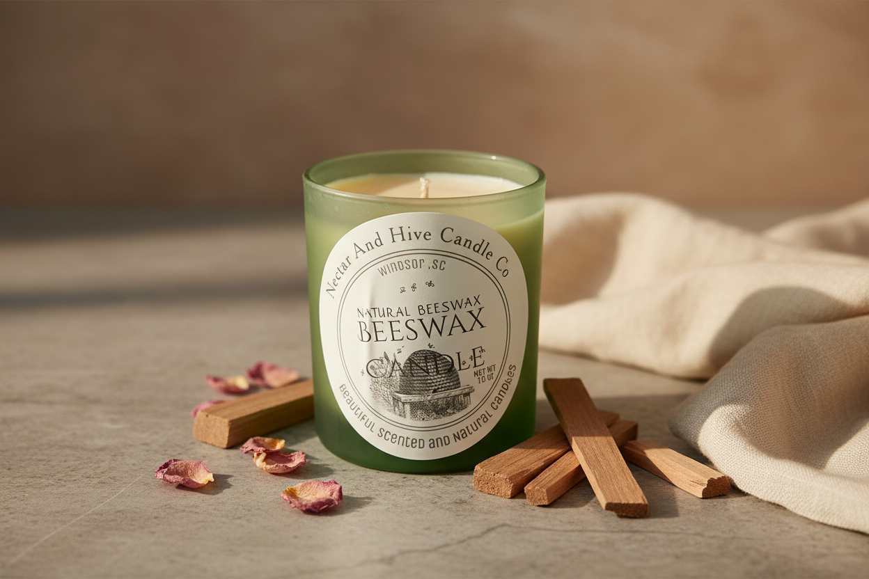 Rose And Sandalwood Beeswax Candle Product Image