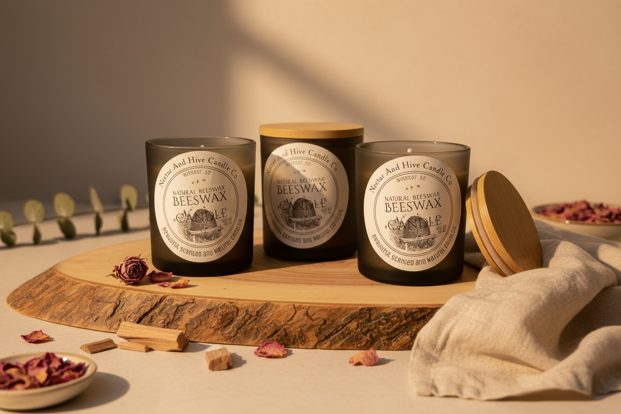 Rose And SandalWood Beeswax Candles Product Image