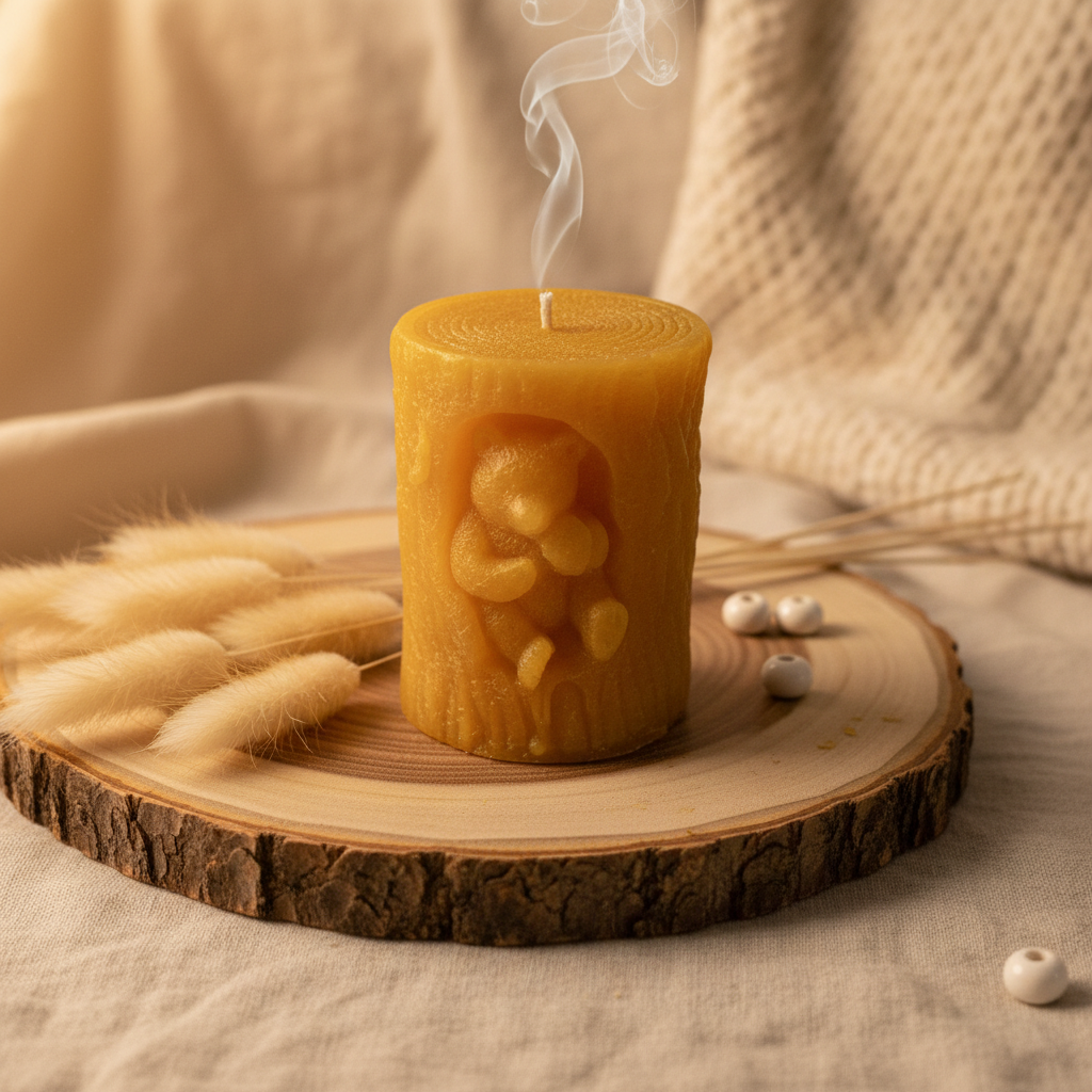Rustic Honey Bear Beeswax Candle