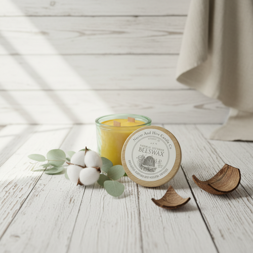 Rustic Pastel Green Candle with Yellow Wax