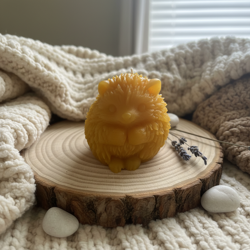 Rustic Porcupine Beeswax Candle