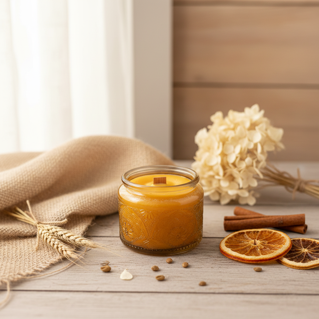 Southern Luxury Candle with Rustic Background